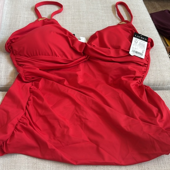 Lauren Ralph Lauren Women's Beach Club Soids Toggle Underwire Camikini Red 14 - Picture 5 of 7